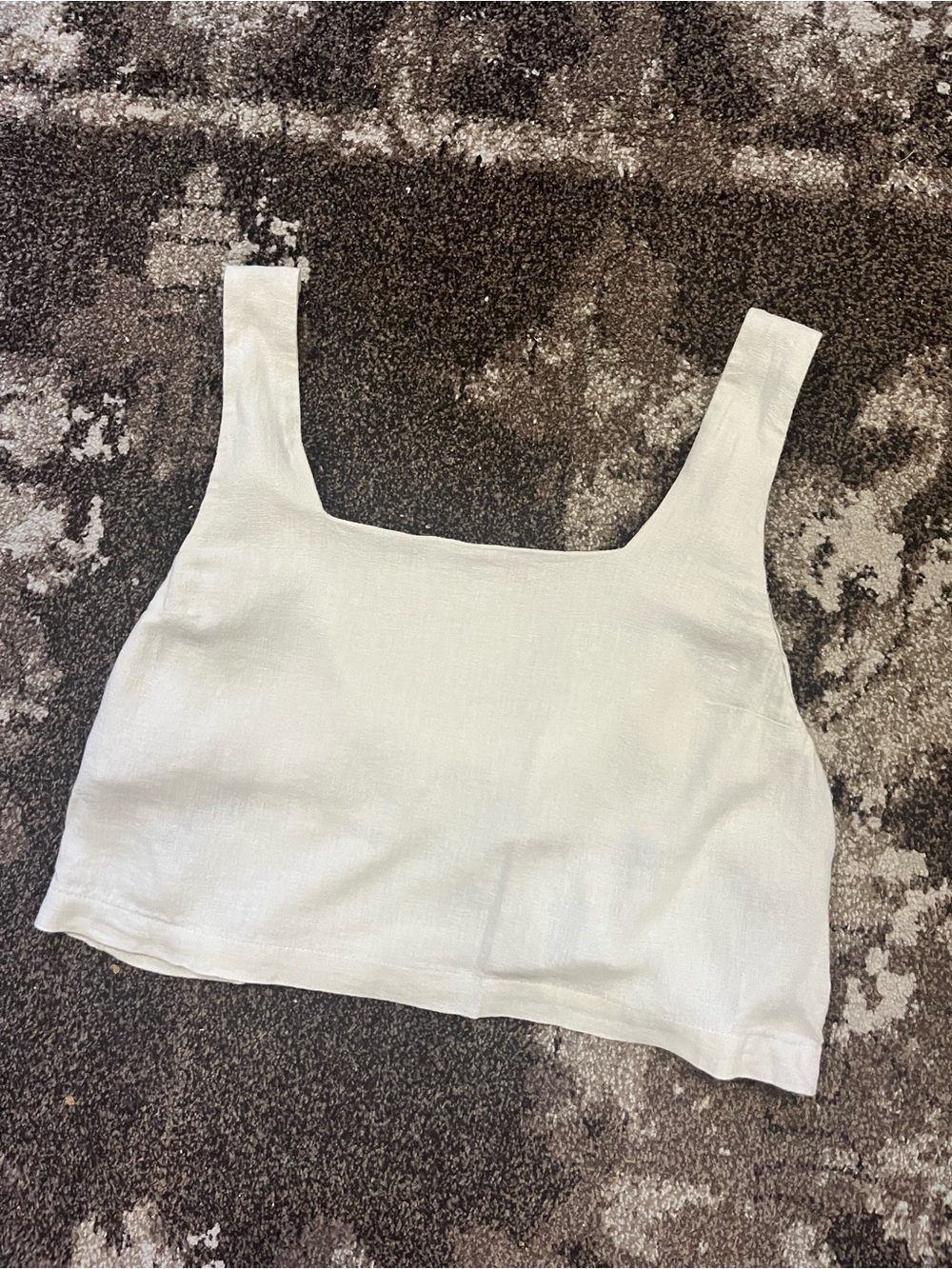 Free People Cream Square Neck Ribbed Crop Tank